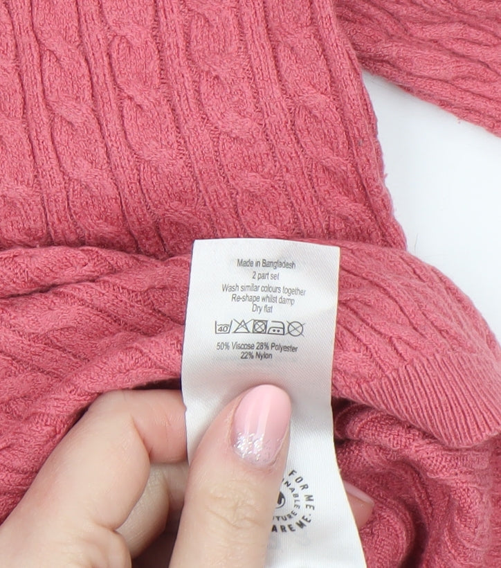 George Girls Pink Cable Knit Roll Neck Jumper 2-3 Years