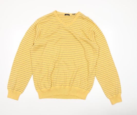 IZOD Men’s Yellow Striped V-Neck Cotton Jumper XL