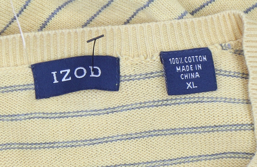 IZOD Men’s Yellow Striped V-Neck Cotton Jumper XL