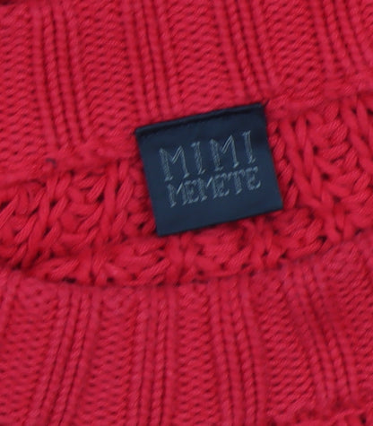 MIMI MEKETE Women Red Chunky Knit Cotton Pullover Jumper L