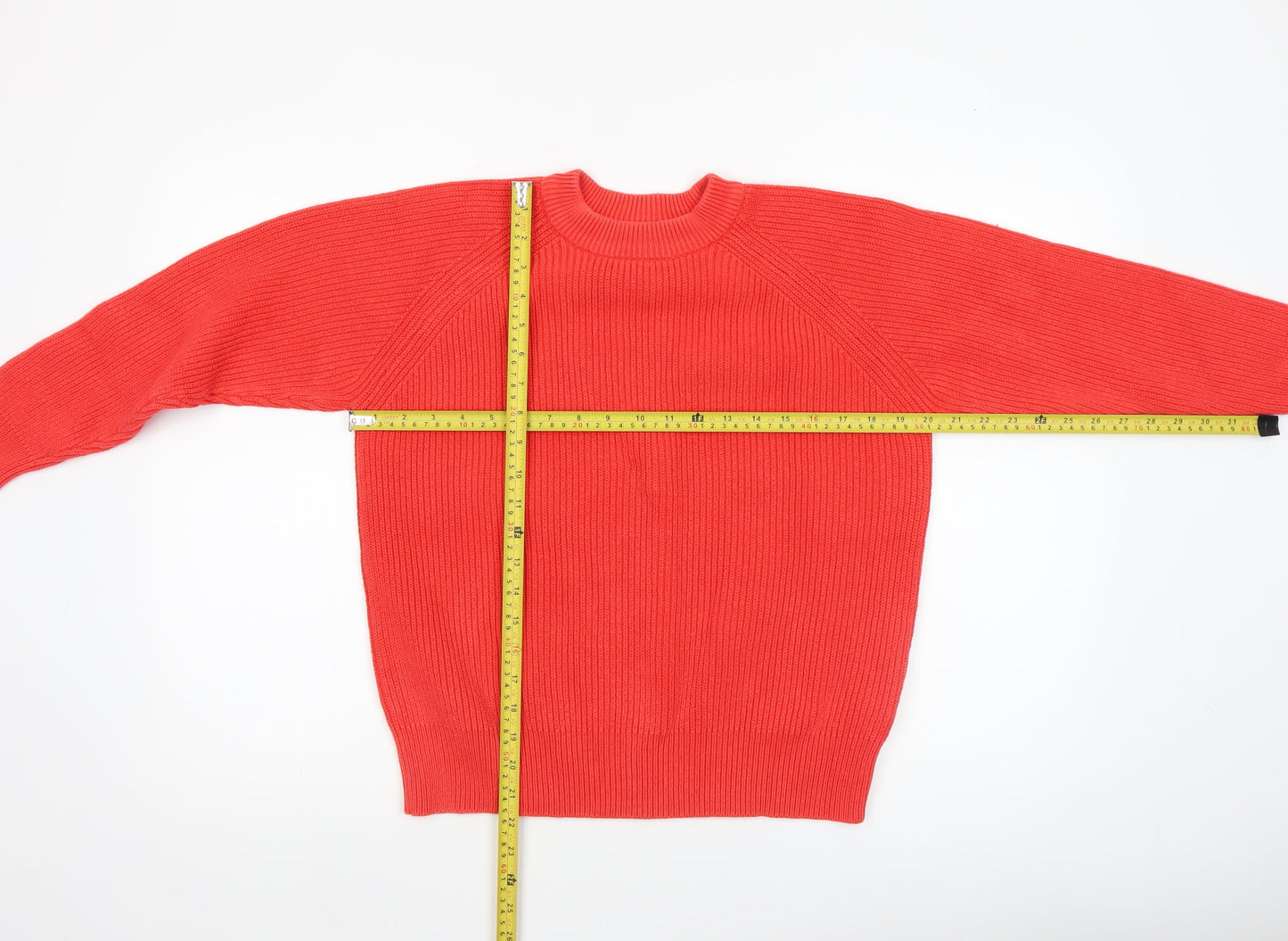 Marks and Spencer Womens Red Cotton Crew Neck Jumper Medium