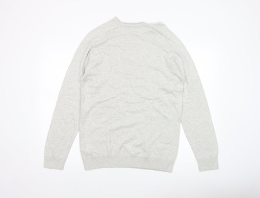 Primark Men's Grey Cotton Crew Neck Jumper Size M