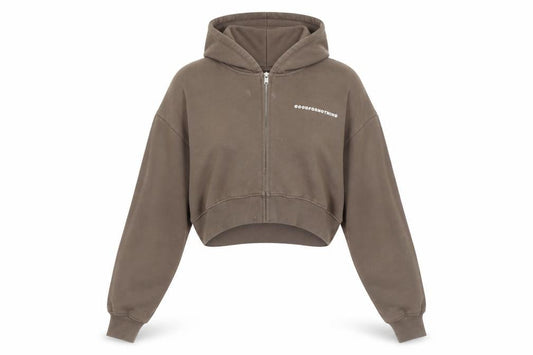 Good For Nothing Women's Brown Cropped Full Zip Hoodie Size S