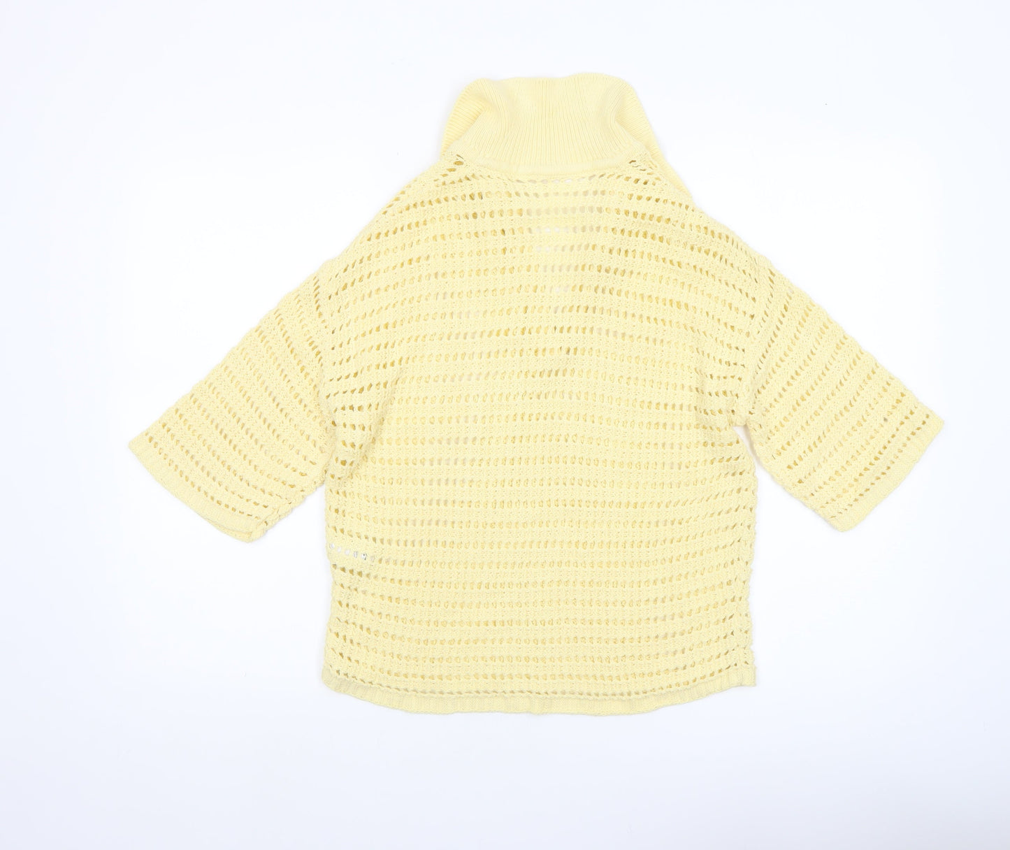 Next Women's Yellow Cotton Knit Cropped Polo Top XS