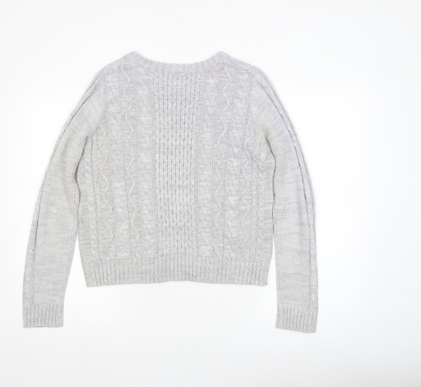 COLZA Women’s Grey Cable Knit Crew Neck Jumper Size M
