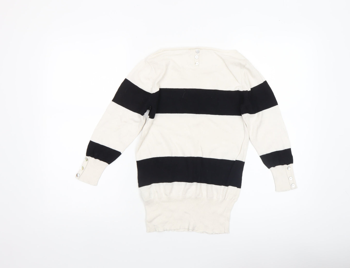 Next Women’s Petite Black White Striped Boat Neck Jumper UK 8