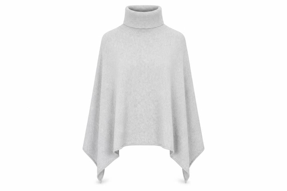 Vila Womens Grey Roll Neck Knit Cape Poncho One Size