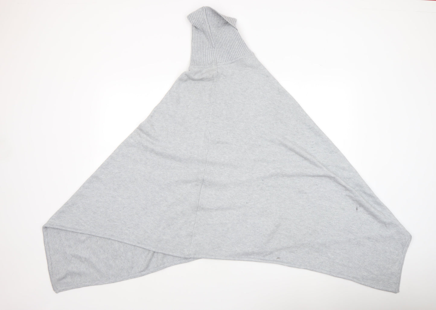 Vila Womens Grey Roll Neck Knit Cape Poncho One Size