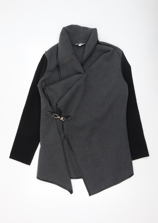 Apricot Womens Grey Coatigan S Open Buckle Front Long Sleeve