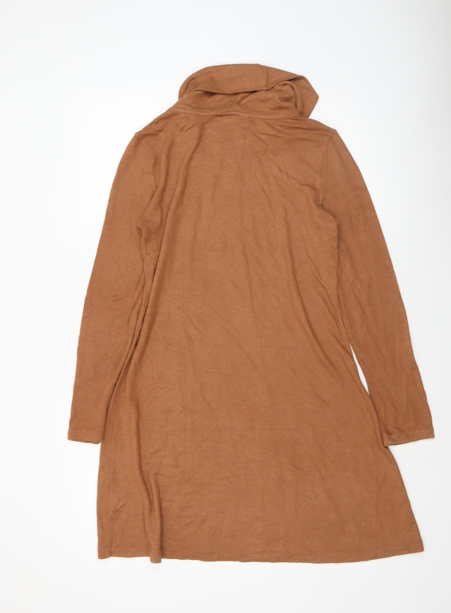 Market & Spruce Women Brown Knit Roll Neck Long Sleeve Shift Dress M