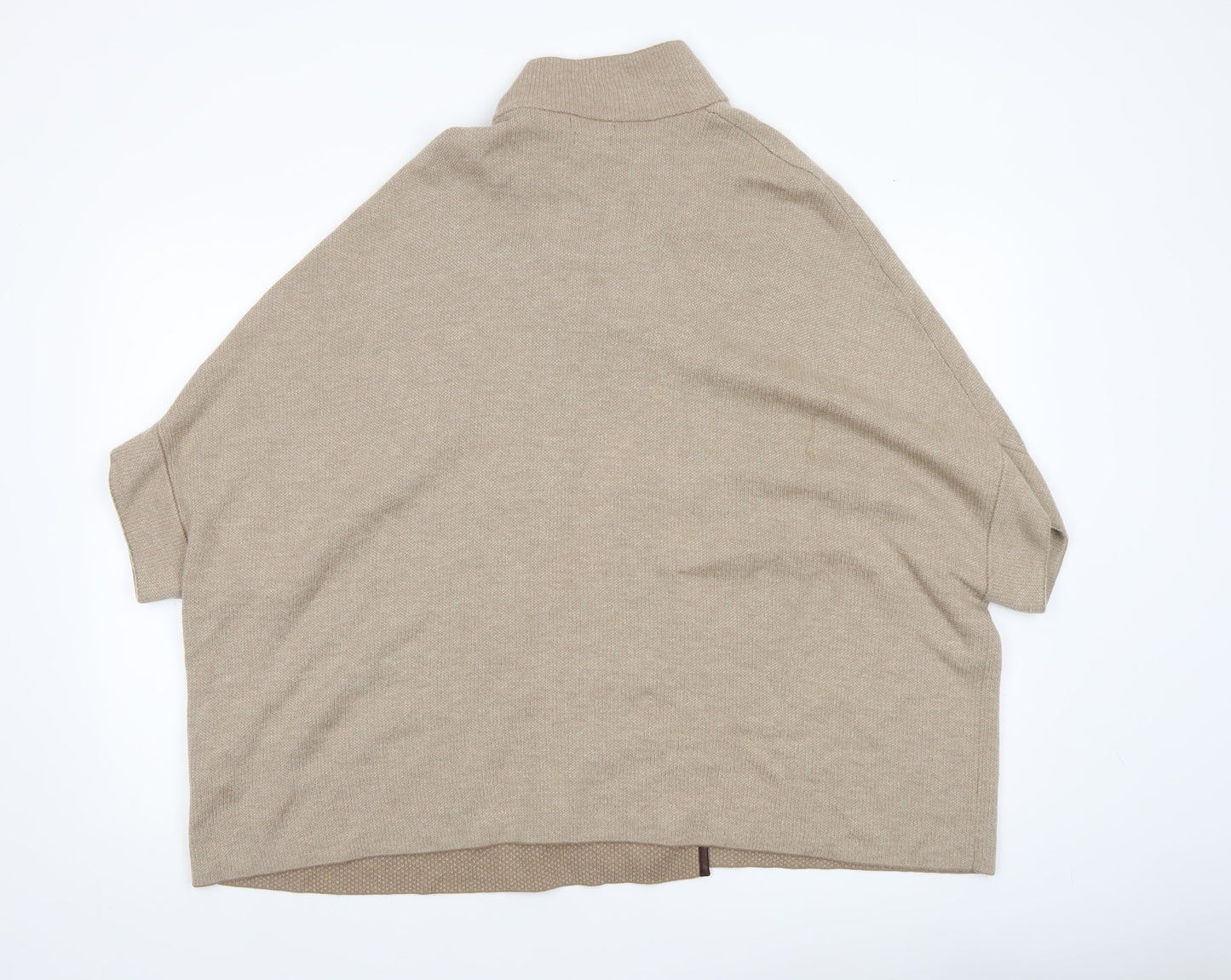 Massimo Dutti Women Beige Wool Cape Jumper XS High Neck