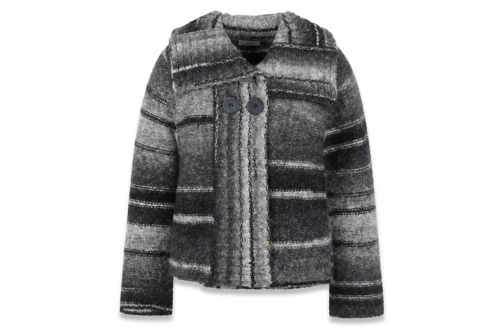 Marks & Spencer Womens Grey Striped Chunky Knit Cardigan UK 14
