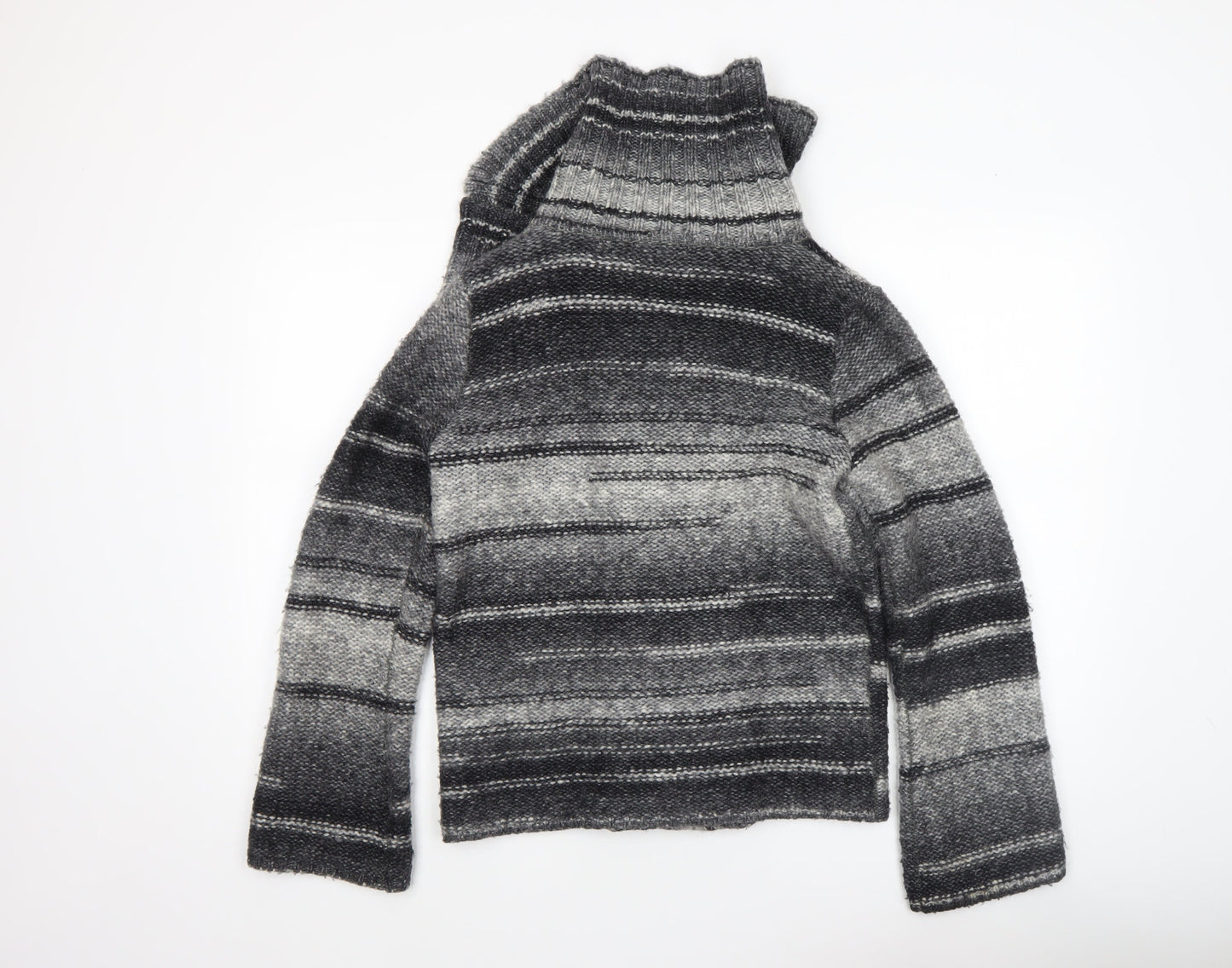 Marks and Spencer Womens Grey Striped Chunky Knit Cardigan UK 14