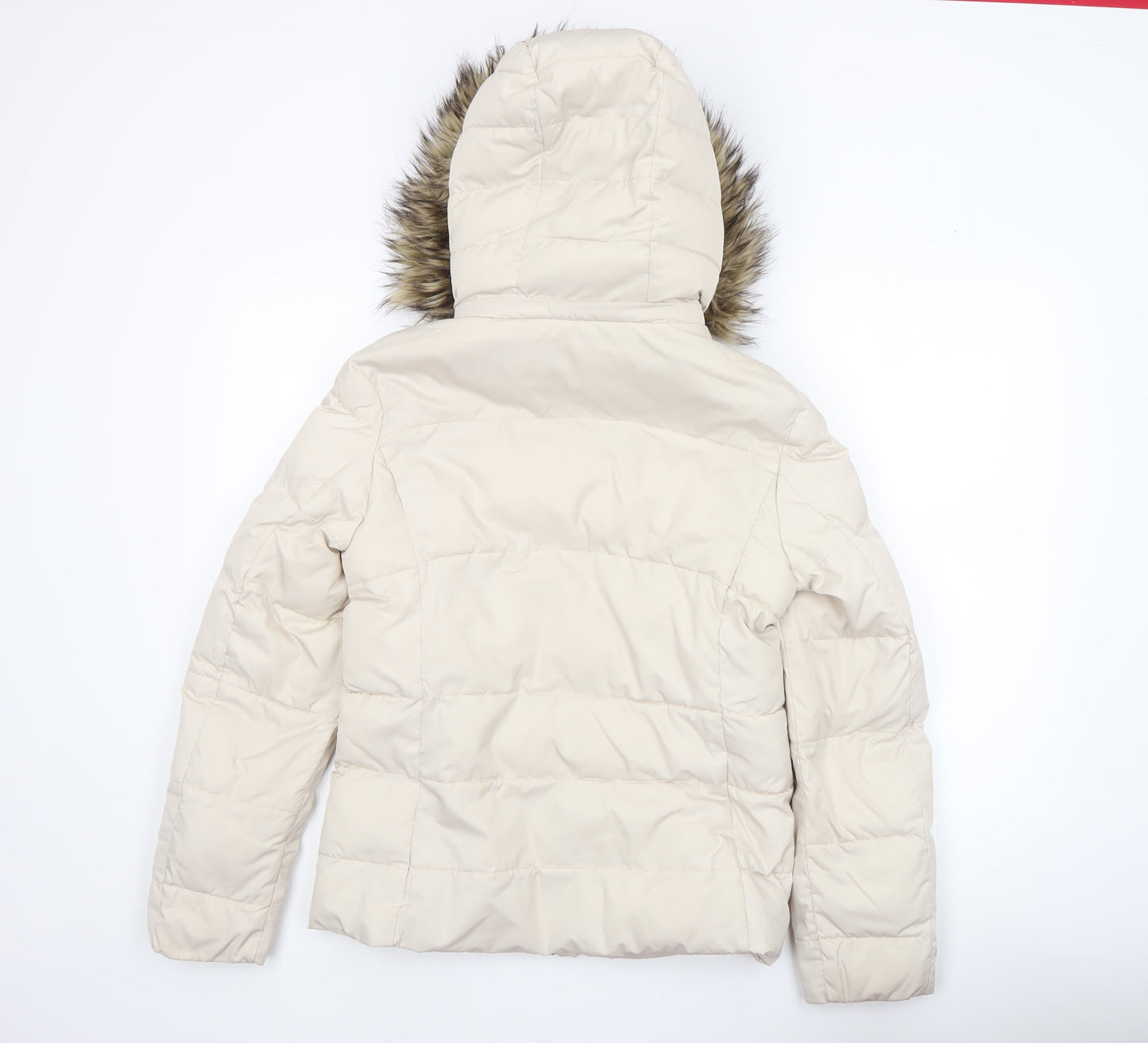 Marks and Spencer Women’s Beige Faux Fur Hooded Puffer Jacket Size 8
