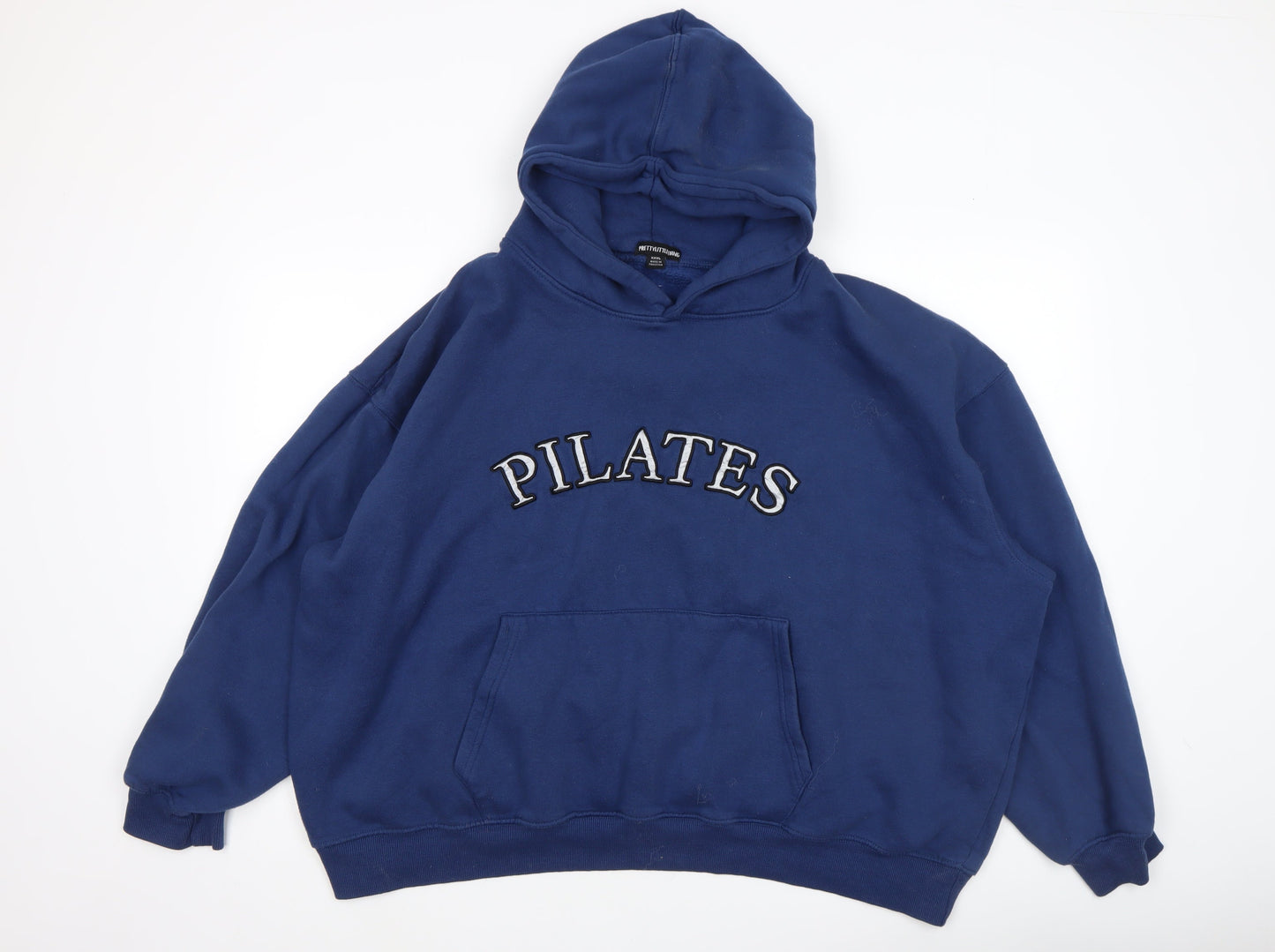 PrettyLittleThing Women Blue Pullover Hoodie XXL Cotton Blend Oversized