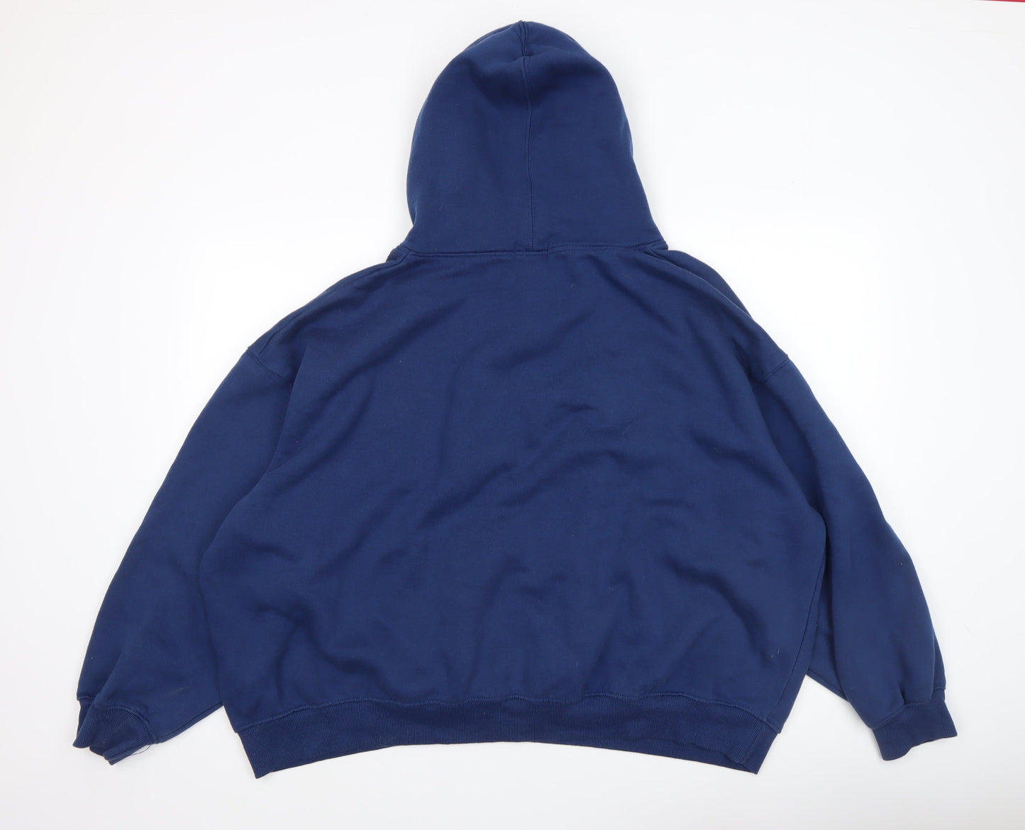 PrettyLittleThing Women Blue Pullover Hoodie XXL Cotton Blend Oversized