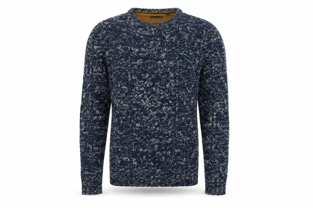 Brave Soul Men's Blue Crew Neck Cable-Knit Jumper Size S