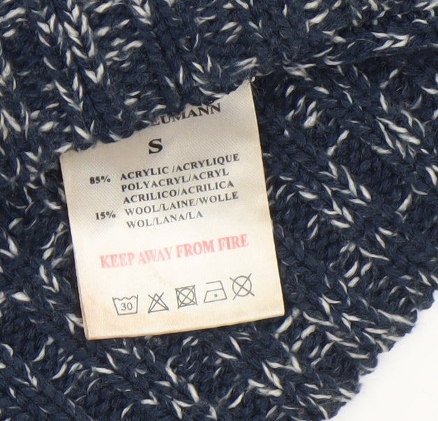 Brave Soul Men's Blue Crew Neck Cable-Knit Jumper Size S