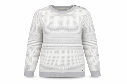 Tommy Hilfiger Women’s Grey Striped Cotton Knit Jumper M Crew Neck