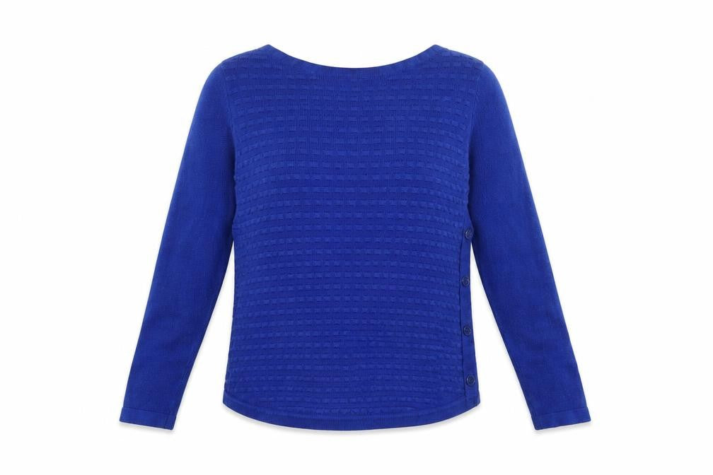 Margo Women Blue Size 12 Button Side Knit Pullover Jumper