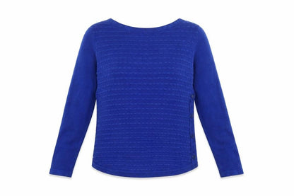 Margo Women Blue Size 12 Button Side Knit Pullover Jumper