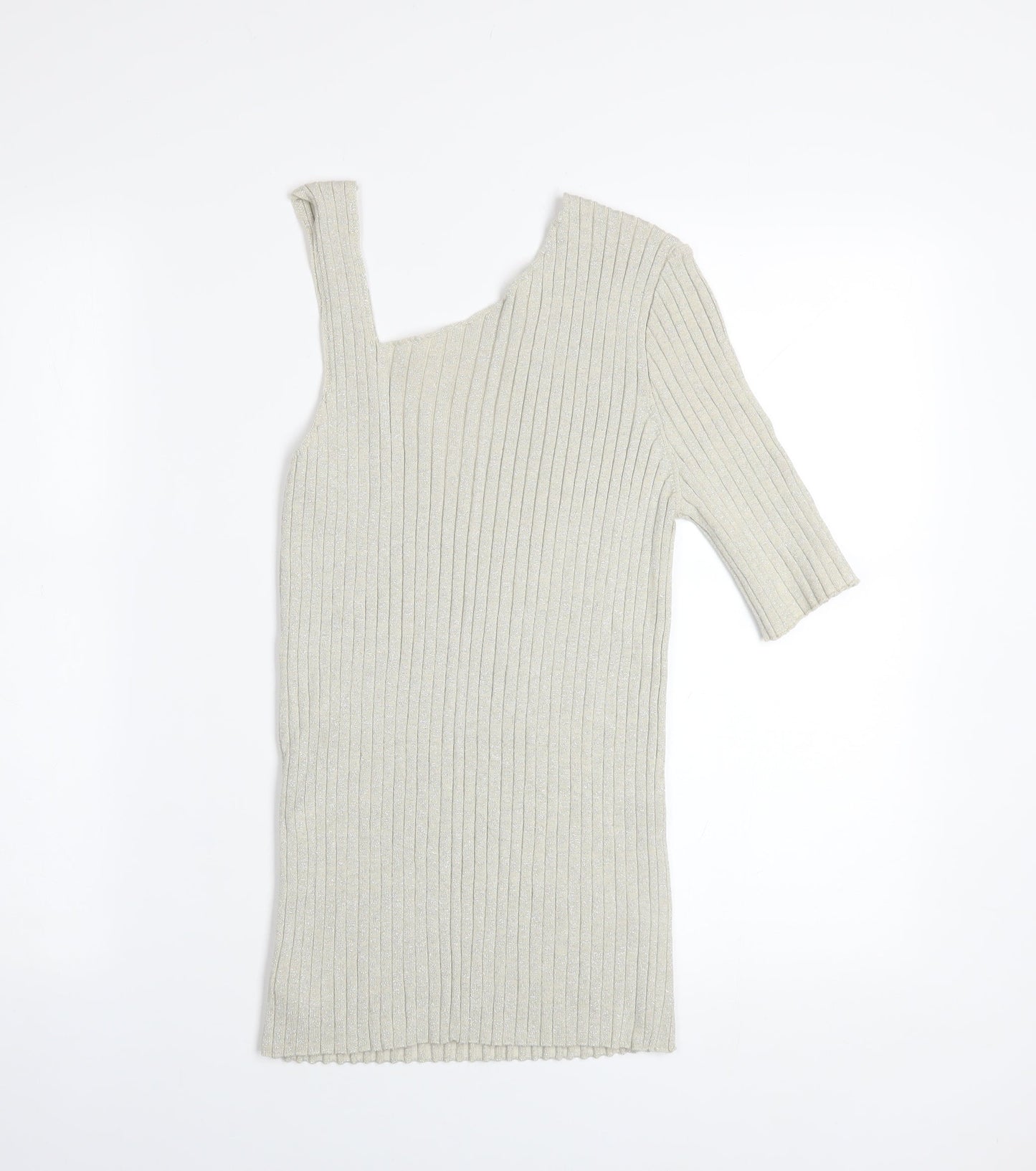 Next Women’s Beige Ribbed Asymmetric Knit Top Size 14