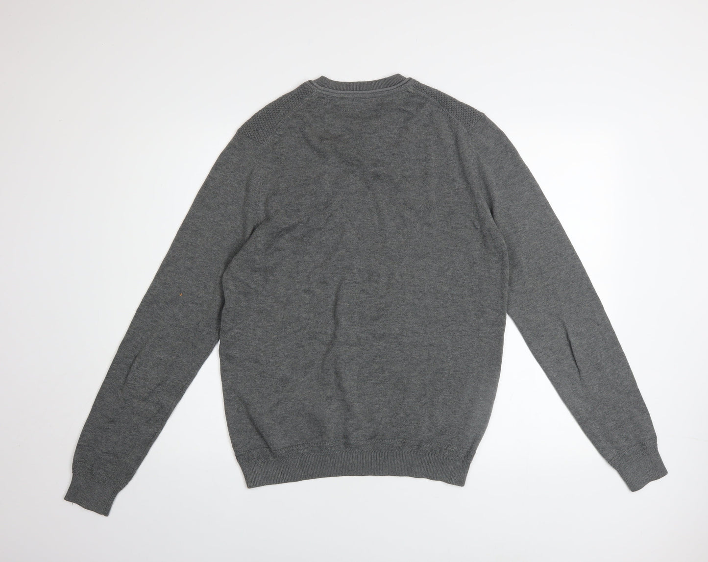 Mango Man Grey Cotton Crew Neck Jumper Mens M Regular Fit Casual