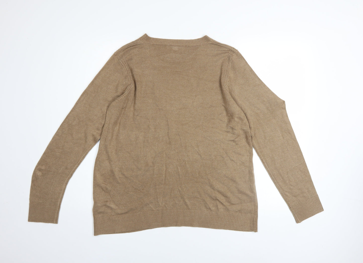 Marks and Spencer Women’s Beige Crew Neck Acrylic Jumper Size 14