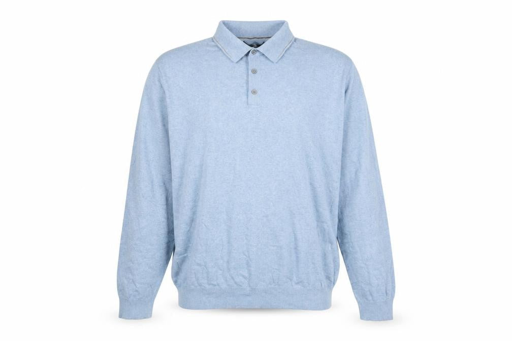 Marks & Spencer Men's Blue Cotton Rich Long Sleeve Polo 2XL