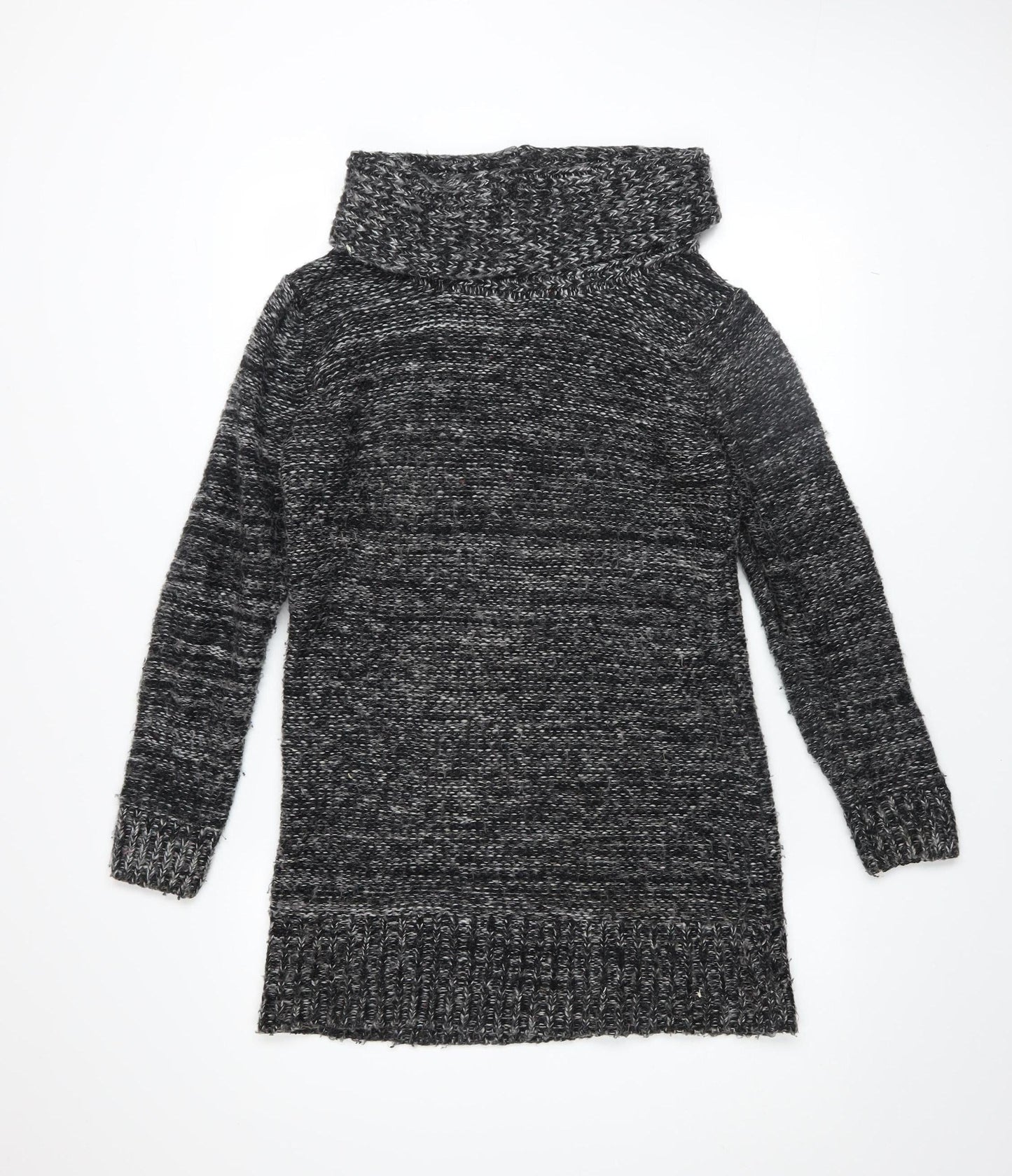QED London Women Grey Cowl Neck Long Sleeve Jumper Dress M