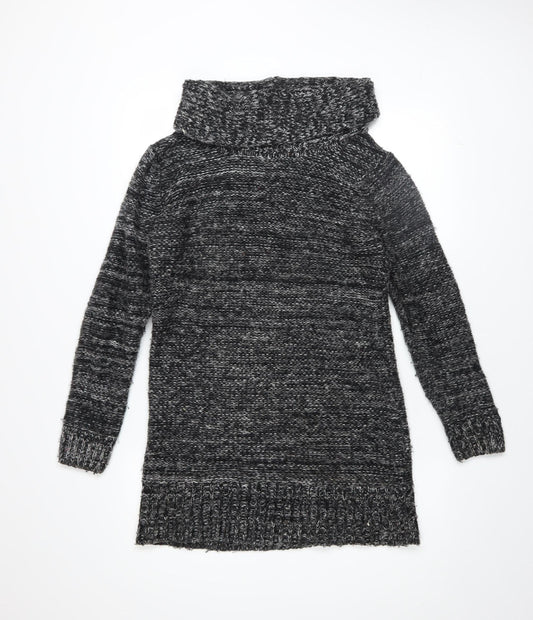 QED London Women Grey Cowl Neck Long Sleeve Jumper Dress M
