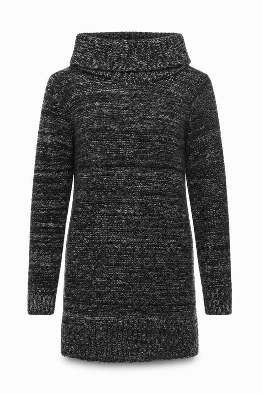 QED London Women Grey Cowl Neck Long Sleeve Jumper Dress M