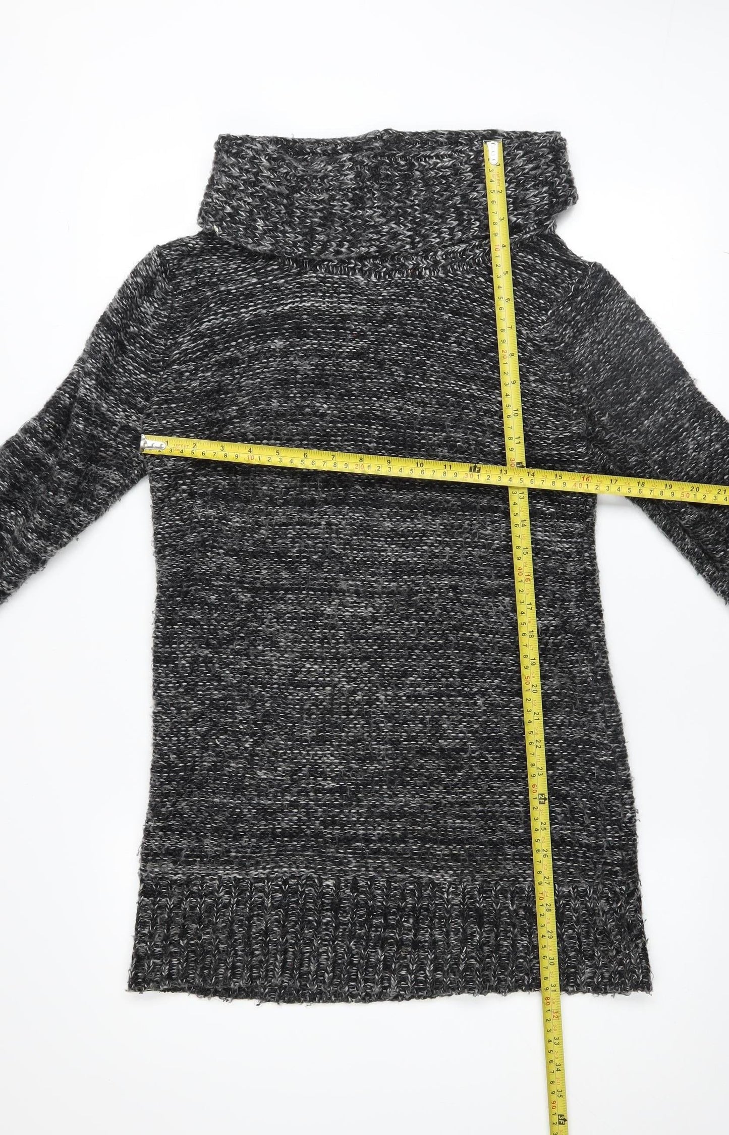 QED London Women Grey Cowl Neck Long Sleeve Jumper Dress M