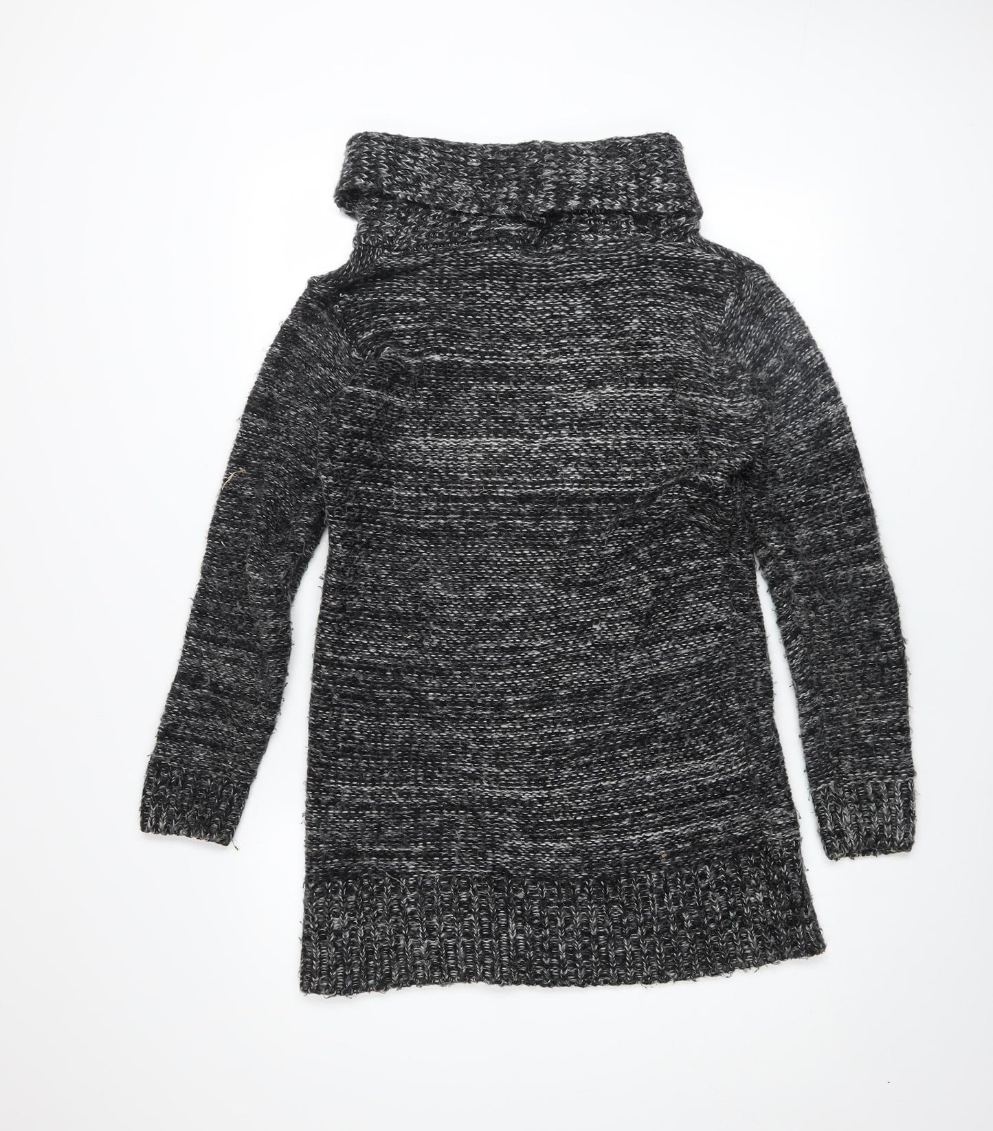 QED London Women Grey Cowl Neck Long Sleeve Jumper Dress M