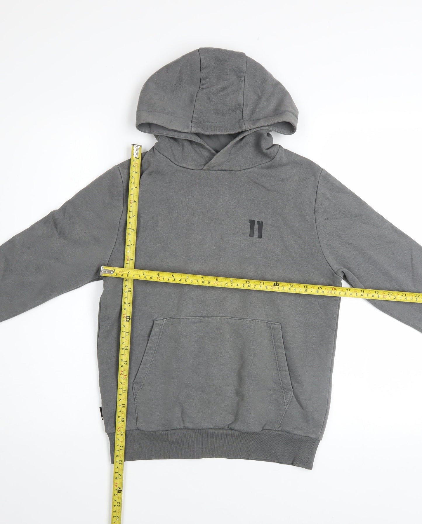 11 Degrees Boys Grey Pullover Hoodie 10-12 Years Cotton Blend Casual