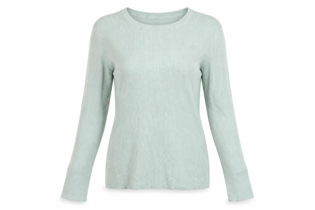 Primark Womens Green Ribbed Knit Crew Neck Jumper Size L