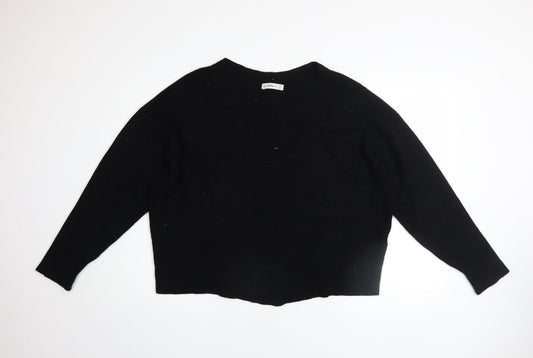 Zara Women Black Crew Neck Knit Pullover Jumper Size 12