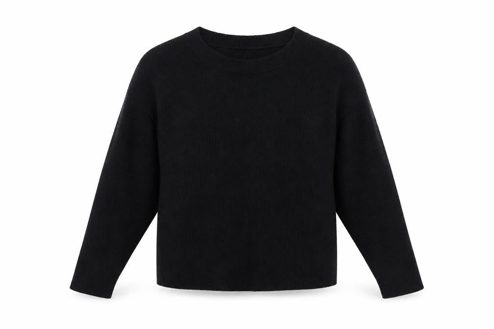 Zara Women Black Crew Neck Knit Pullover Jumper Size 12