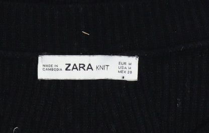 Zara Women Black Crew Neck Knit Pullover Jumper Size 12