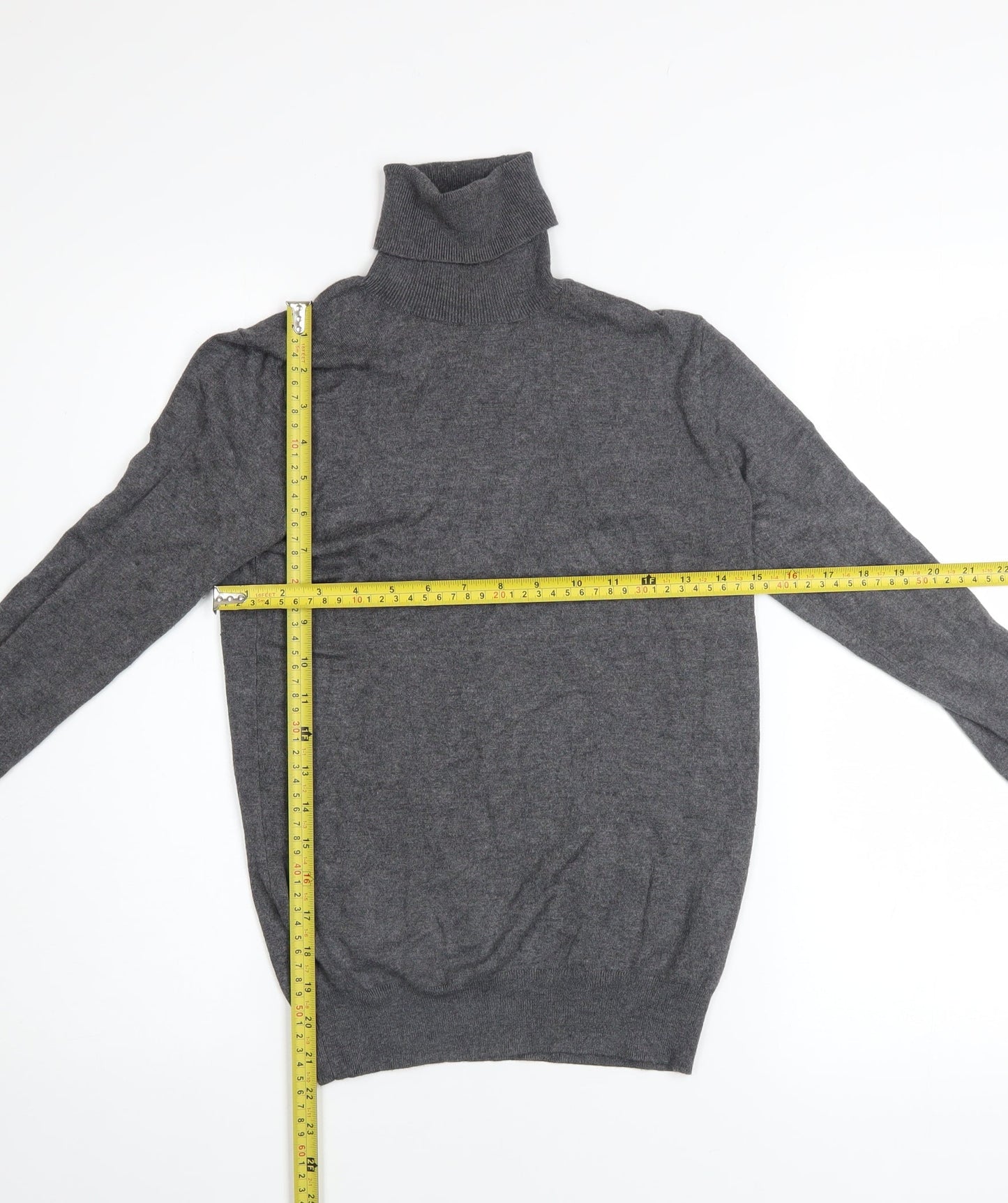 ZARA Women Grey Roll Neck Slim Fit Knit Jumper Size 8