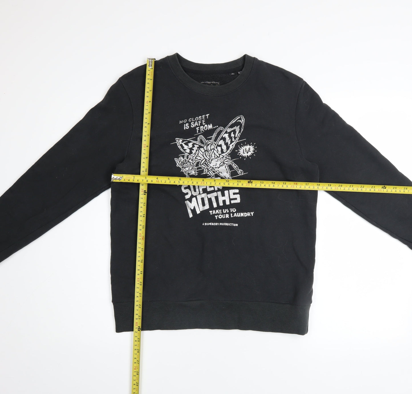 Superdry Womens Black UK 10 Graphic Pullover Sweatshirt