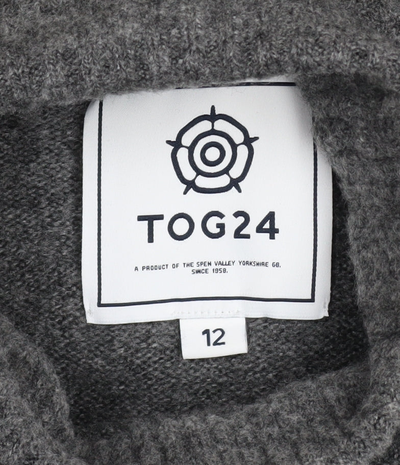 TOG24 Womens Grey Roll Neck Acrylic Knit Jumper Size 12