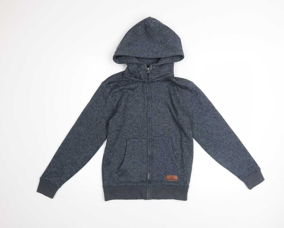 Quiksilver Boys Grey Full Zip Fleece Hoodie Size 12 Years