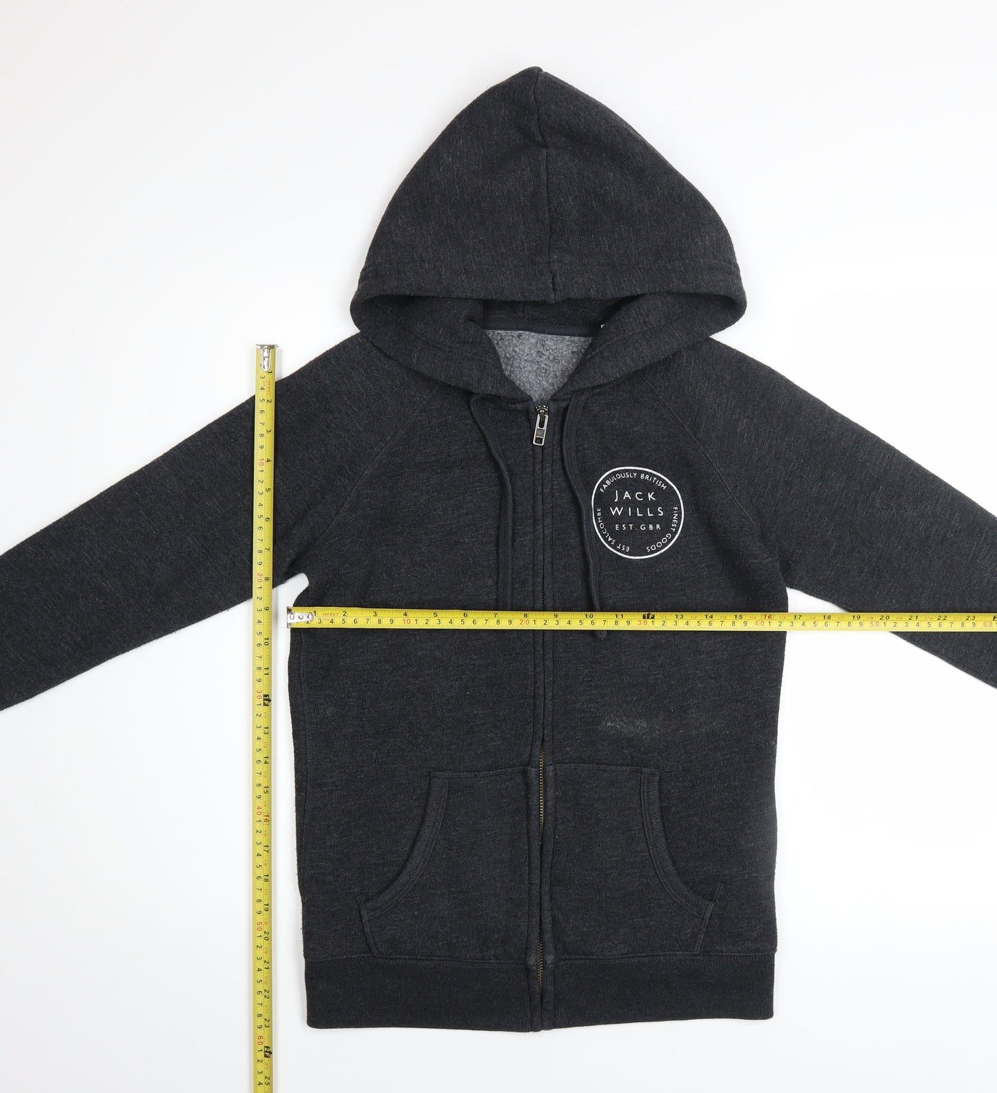 Jack Wills Women's Black Full Zip Hoodie UK 8 Polyester Cotton Blend