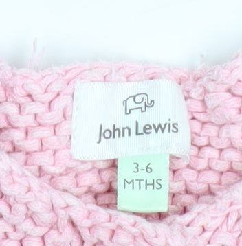 John Lewis Pink Knit Cotton Baby Cardigan 3-6 Months Unisex