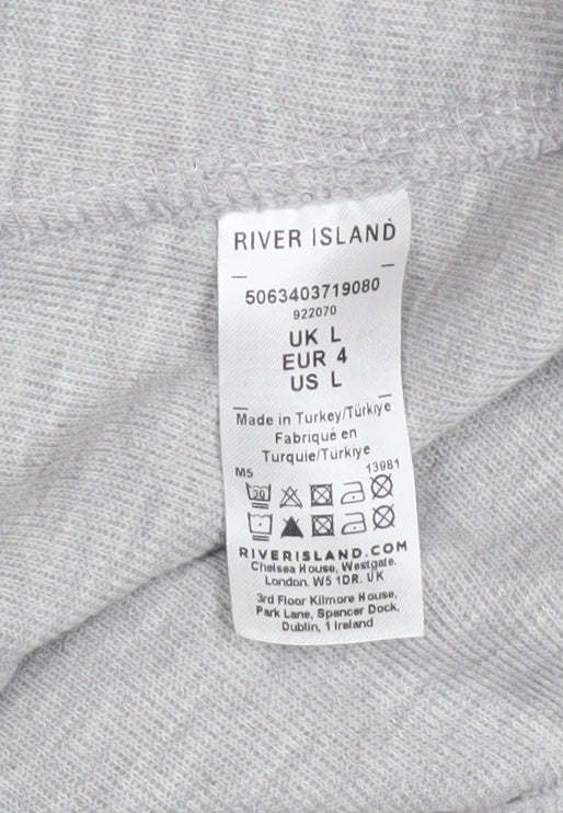 River Island Women’s Grey High Neck Long Sleeve Cotton Blend Jumper Size L