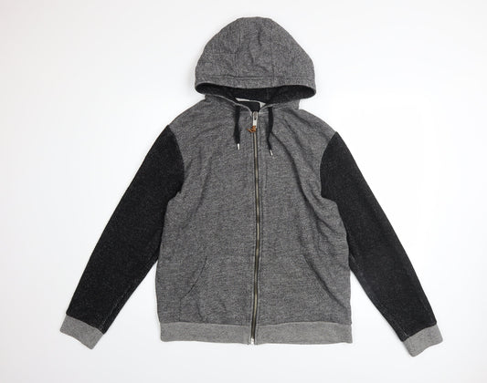 River Island Men’s Grey Full Zip Hoodie Size M Knit Casual