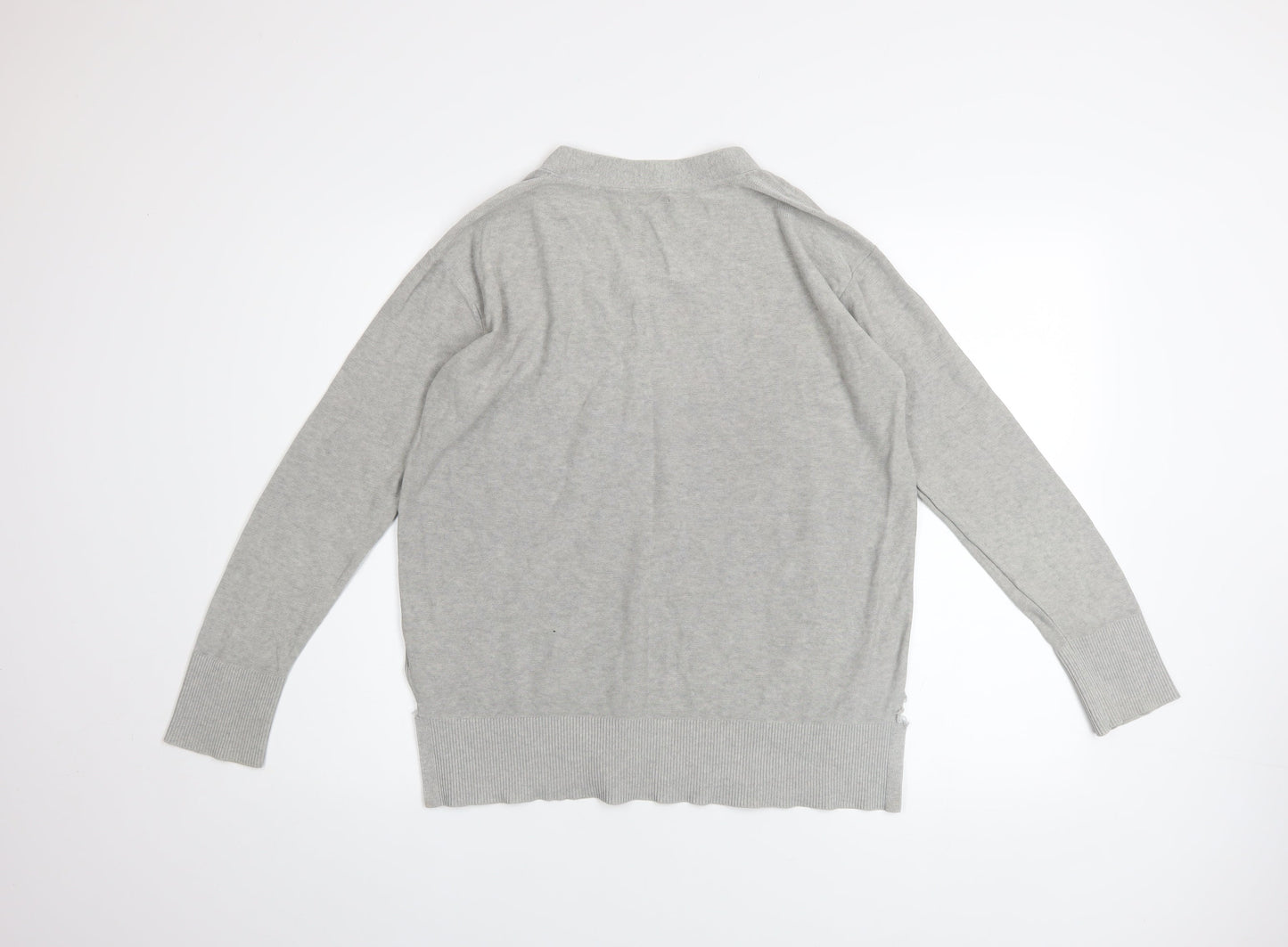Tommy Hilfiger Men's Grey V-Neck Cotton Pullover Jumper M
