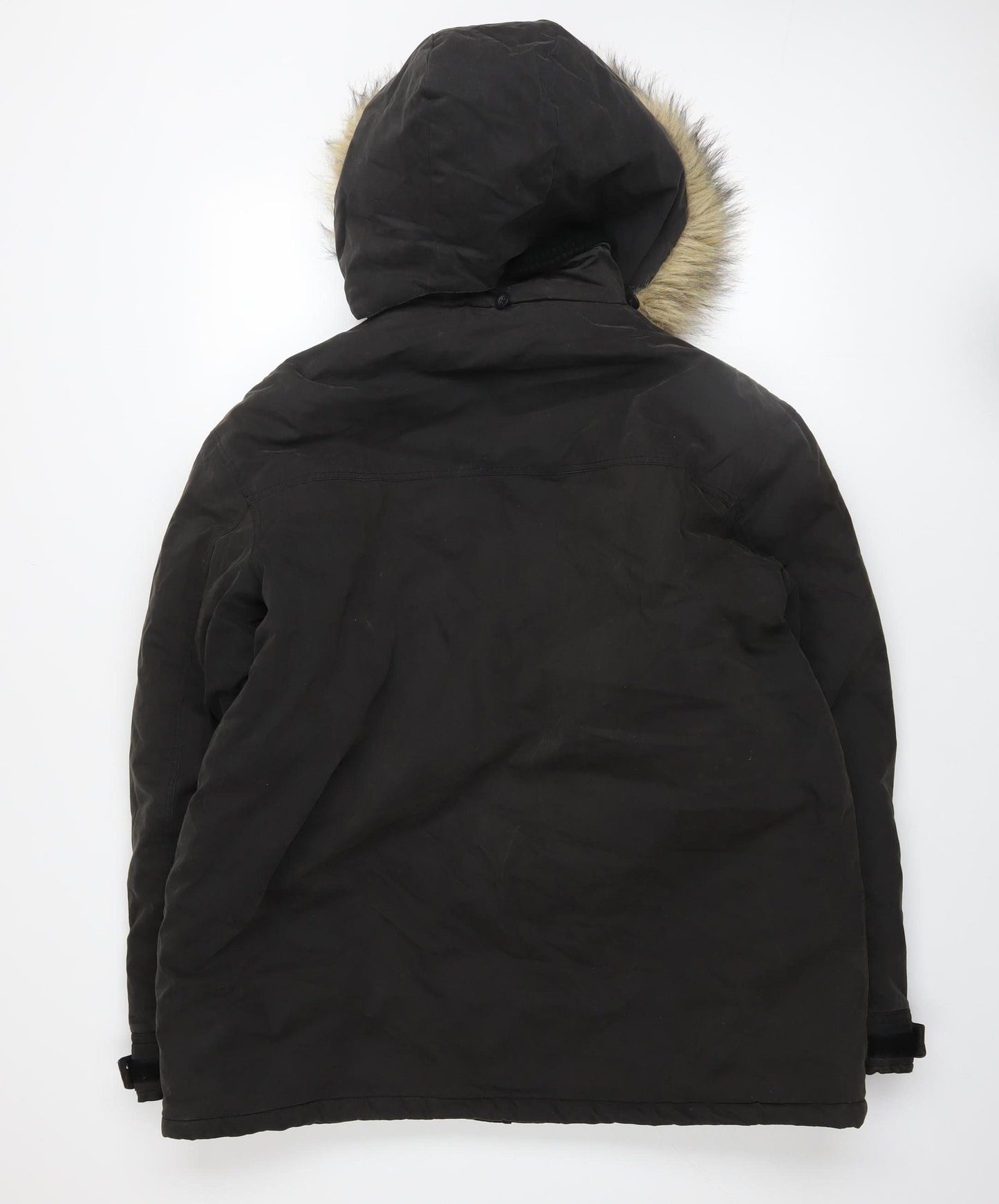 Cotton Traders Men's Black Fur Hooded Parka Jacket M