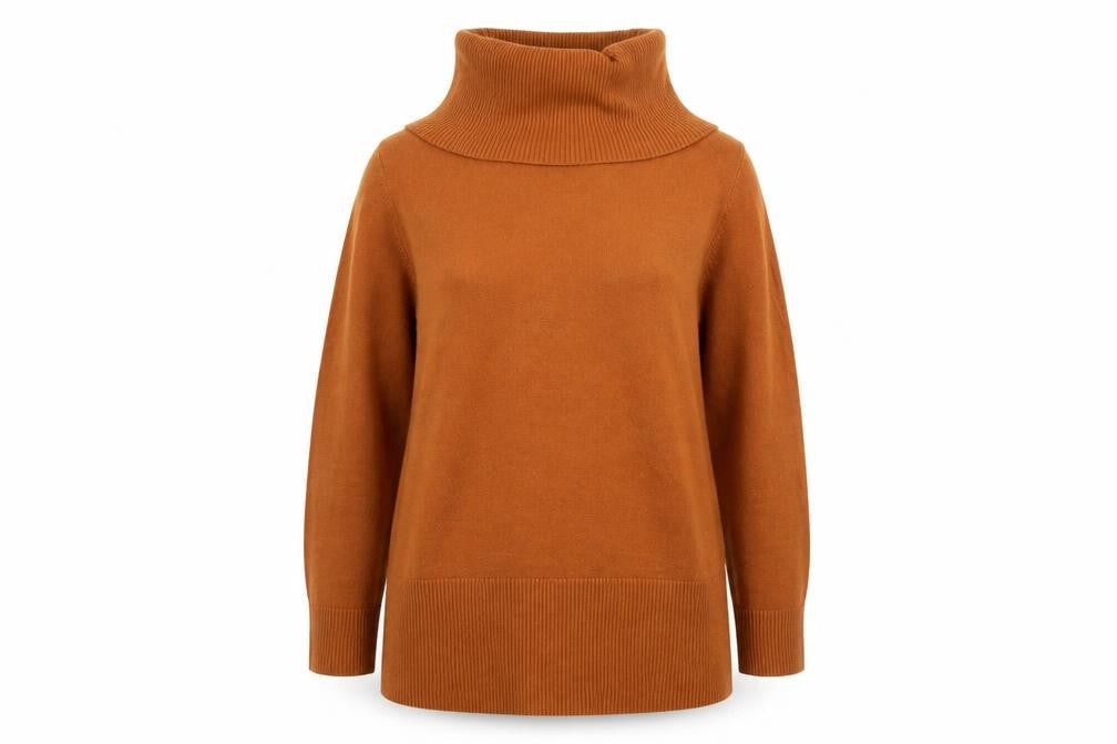 Marks & Spencer Womens Brown Size 14 Roll Neck Long Sleeve Jumper